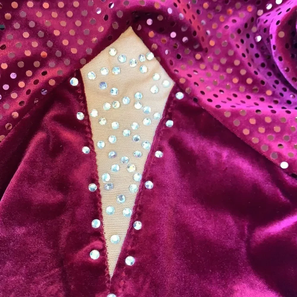 Artstone maroon velvet fringe dance costume Size Medium Child